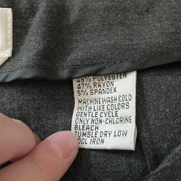 Talbots Women SZ 8 Charcoal Gray Waistless Flat Front Straight Leg Dress Pants - Picture 8 of 8